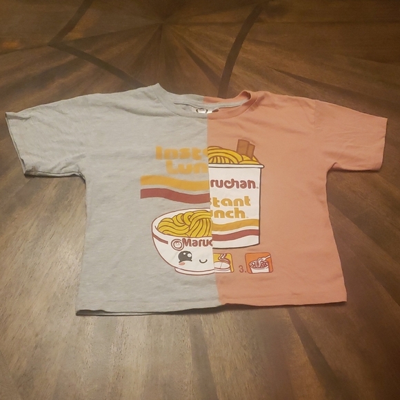 Kids' Instant Lunch Graphic Tee - Gray and Pink Girls Size 7/8 Ramen Noodles - Picture 1 of 13